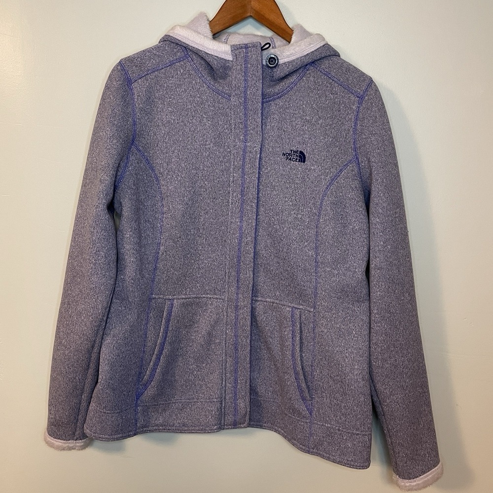 The North Face Women's Banderita Hooded Fleece Jacket Heather Purple Size M EUC